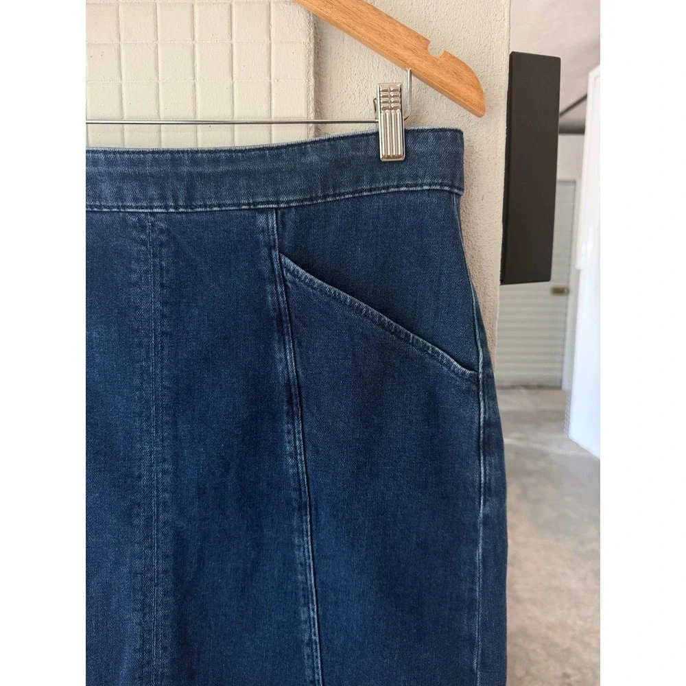 Boden Dark Indigo Denim A-Line Mini Skirt Blue Seam Detail Size US 10R Medium - Picture 3 of 7